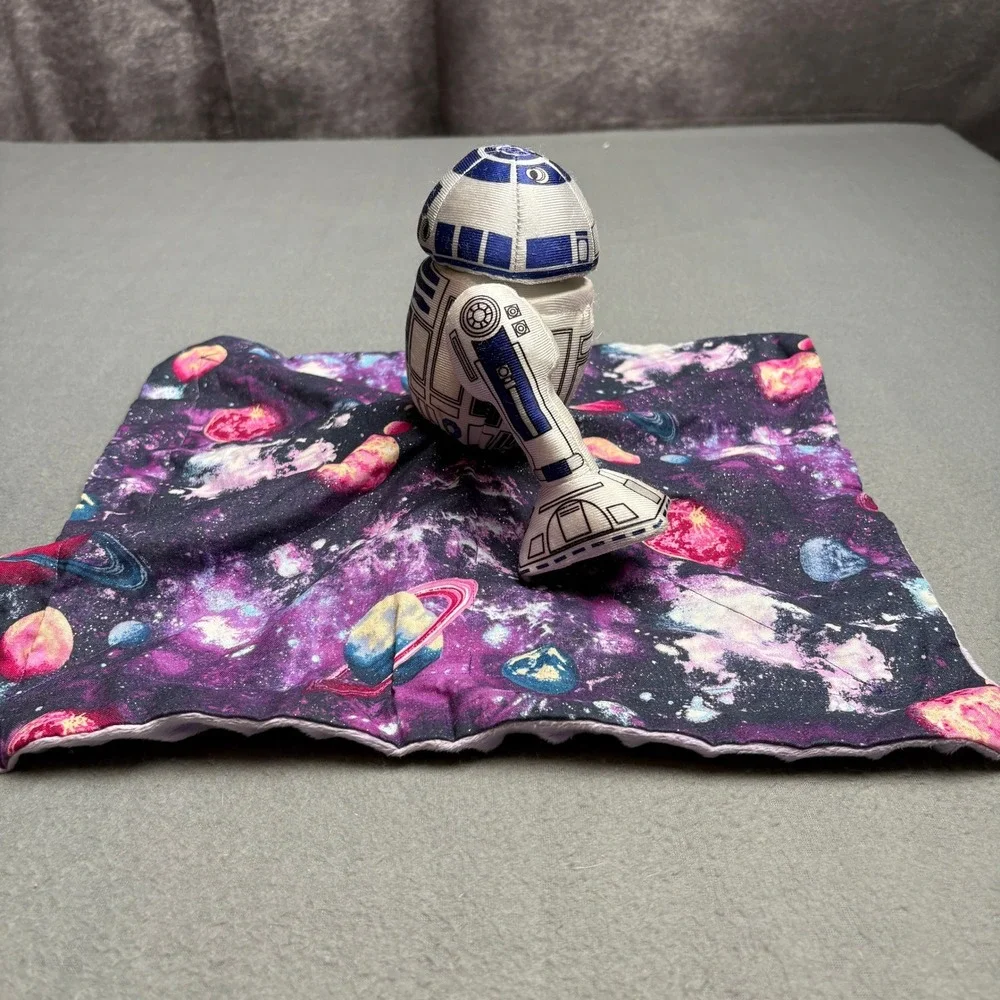 Star Wars R2-D2 Plush Lovey Security Blanket Galaxy Planet Purple White